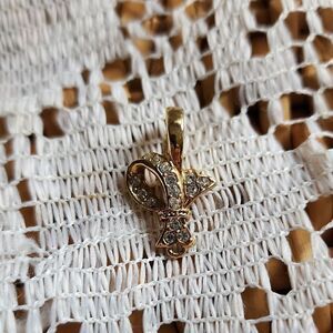 Vintage Rhinestone Roman Gold Tone Pendant